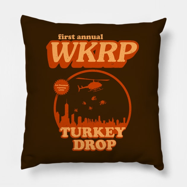 WKRP Turkey Drop Pillow by OniSide