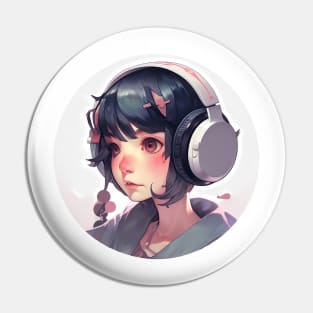 Cute headphone anime girl Pin