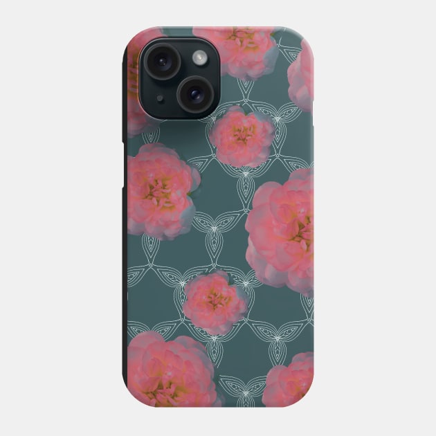 Romantische Rosenblüten auf geometrischem Muster Phone Case by Uniquepixx