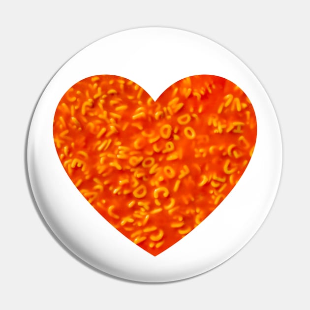 Alphabet Pasta in Red Tomato Sauce Food Photograph Heart Pin by love-fi