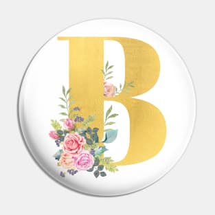 Beautiful gold letter B with flowers Pin