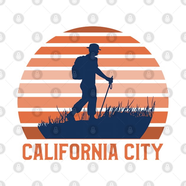 California City Sunset, Orange and Blue Sun, Gift for sunset lovers T-shirt, Camping, Camper with a Stick by AbsurdStore