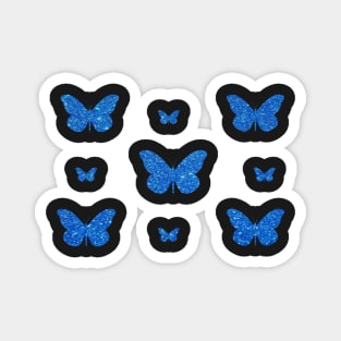 Blue Faux Glitter Butterflies Magnet