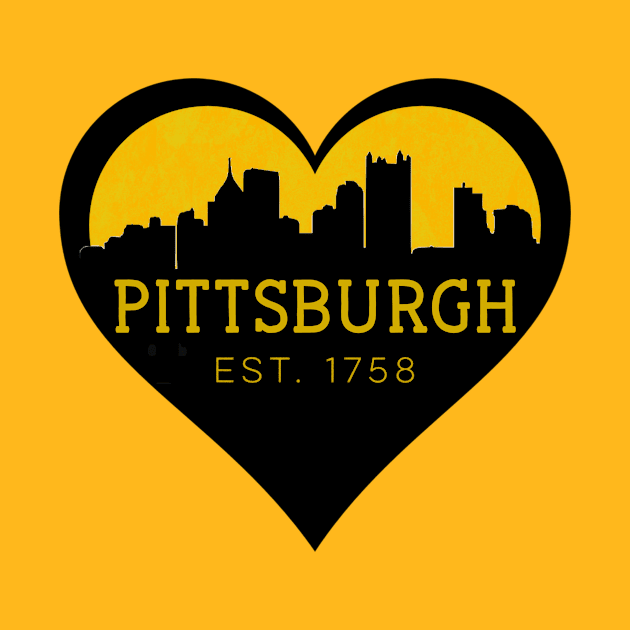 Pittsburgh Love Heart Gold Black City Skyline Yinzers by HuntTreasures