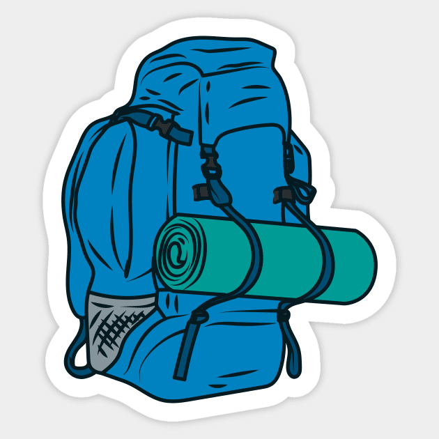 Adventure Backpack Drawing Isolated Element. - Backpack - Sticker ...