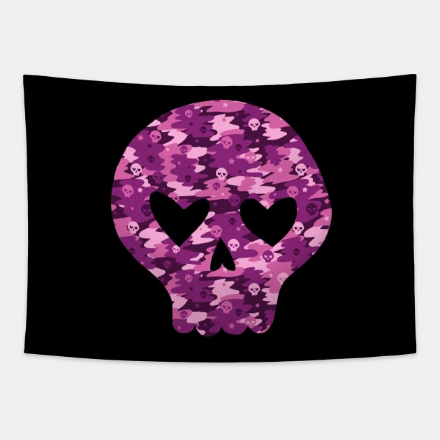 Amethyst Camo Skull Tapestry by Ellador