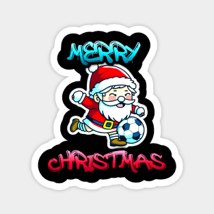 Santa Claus Soccer Lovers  - Merry Christmas Futball Football - Winter Graphic Graffiti Art - Holiday Gift Magnet