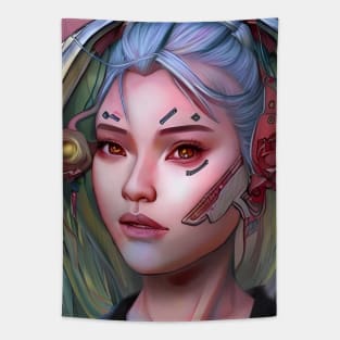 Cyber Girl With Earphones Tapestry