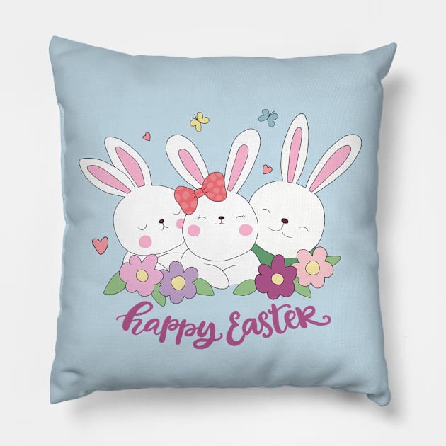 Easter Bunnies Pillow by valentinahramov