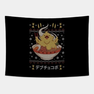 Fat Chocobo Ramen Christmas Sweater Tapestry