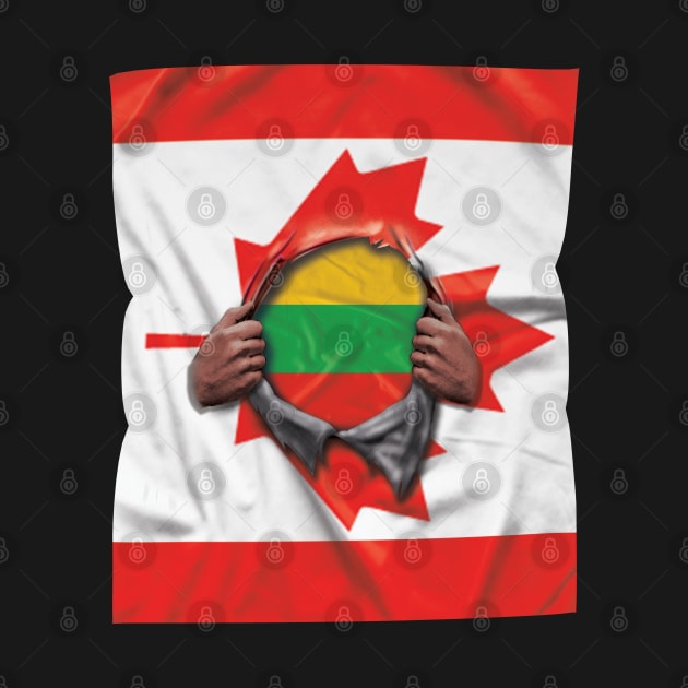 Lithuania Flag Canadian Flag Ripped - Gift for Lithuanian From Lithuania by Country Flags