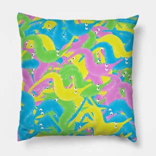 Fuzzy Wiggly worms on a string. It's Worm Time Babey! Pillow