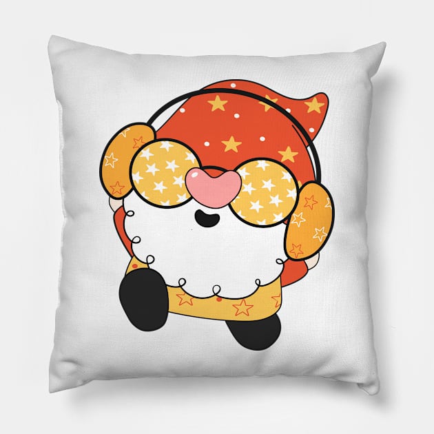 summer Retro vintage Groovy Gnome with cute funny and cheerful character that is going to have the smiles on your face. Pillow by Janatshie