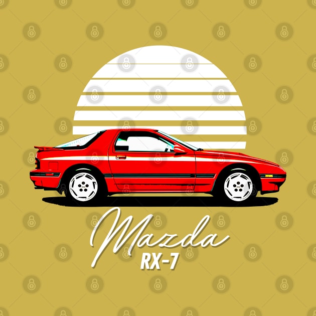 Mazda RX-7 / Retro 80s Japanese Sports Car Fan Art by DankFutura