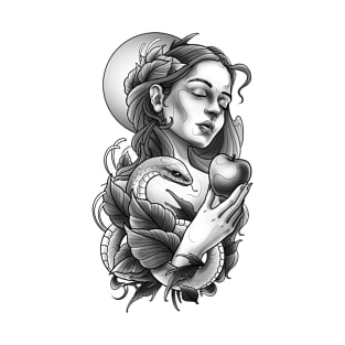 Eve and the Apple Tattoo Design T-Shirt