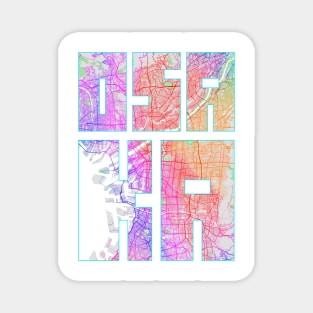 Osaka, Japan City Map Typography - Colorful Magnet