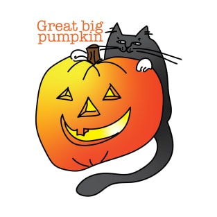 Halloween Pumpkin with Black Cat T-Shirt