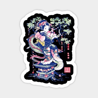 Japanese Girl With Dragon and Cats T-Shirt 05 Magnet