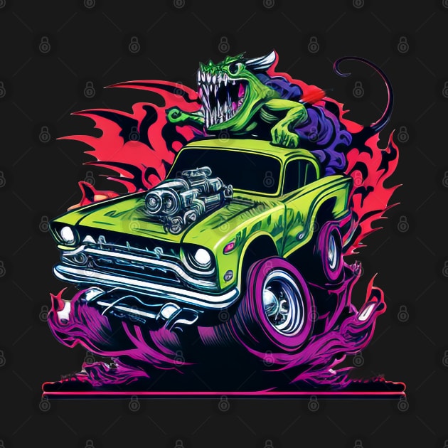 Monster Hot Rod Racing Rat Street Racer Retro Design by Coder-T