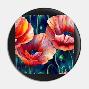 Watercolor poppy flower Pin