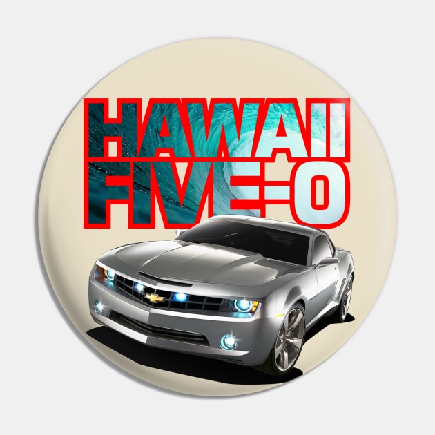 Hawaii Five-O SILVER CAMARO Red Outline Pin by fozzilized