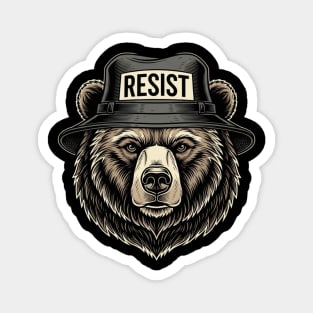 Resist Bear in Fedora Magnet