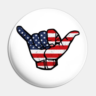 American Flag Shaka Pin