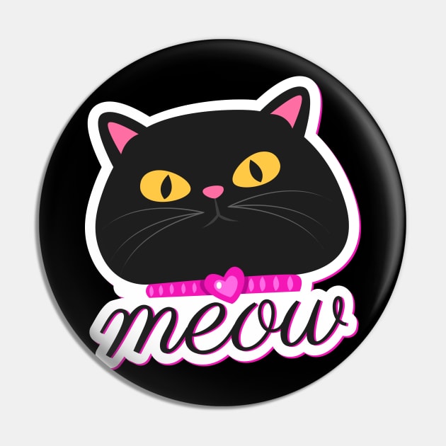 Cute cat design Pin by BrightLightArts