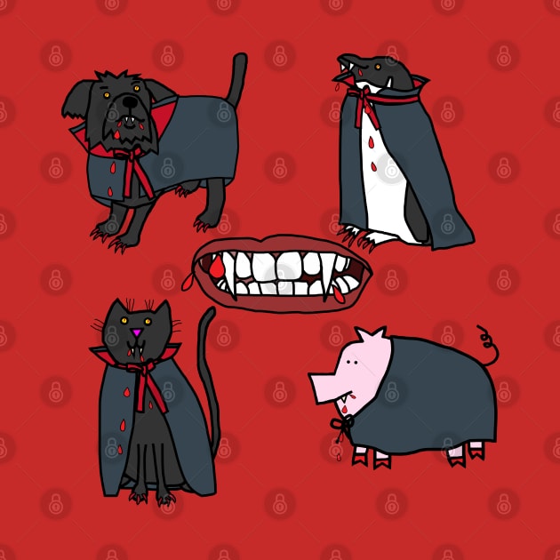 Halloween Horror Vampire Cute Animals by ellenhenryart