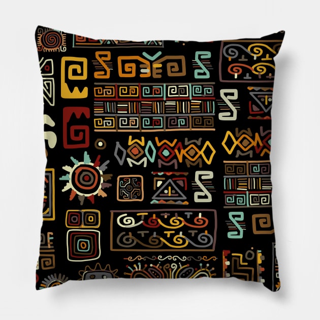 Native american design theme, Ethnic ornament Pillow by Muse