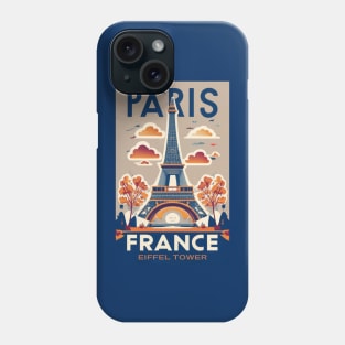 A Vintage Travel Art of the Eiffel Tower in Paris - France Phone Case