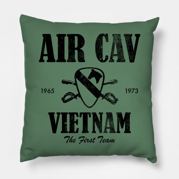Air Cav Vietnam - The First Team (subdued) (distressed) Pillow by TCP