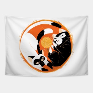 Yin Yang Cats Tapestry