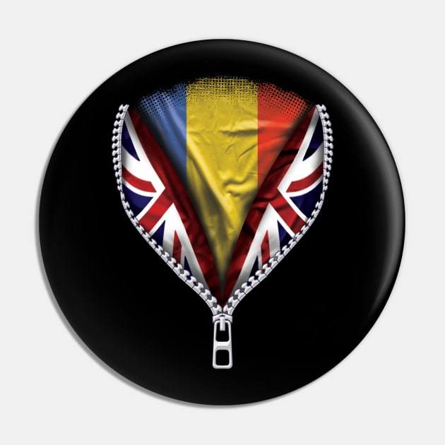 Romanian Flag  Romania Flag zipped British Flag - Gift for Romanian From Romania Pin by Country Flags