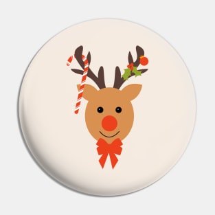 Christmas Reindeer, Holly and Ornaments Pin