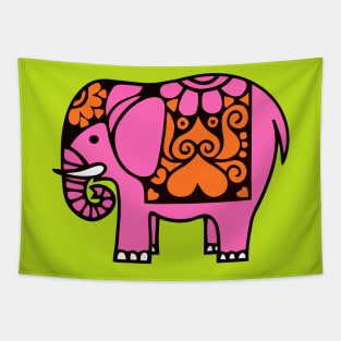 Pink Summer Elephant Tapestry