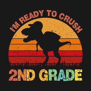 Ready To Crush Second 2nd Grade T Rex Dinosaur Back to School Boys T-Shirt