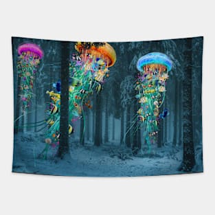 Winter forest of Electric Jellyfish Tapestry