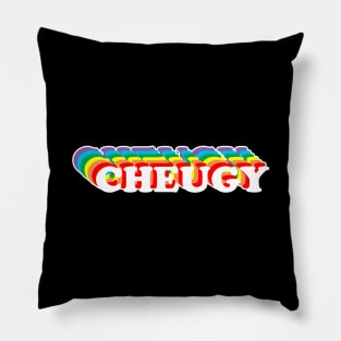 Cheugy Retro Rainbow Text Design Pillow