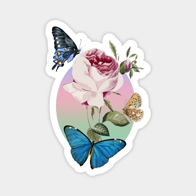 Beautiful Rose With Butterflies Magnet by Gabi_Faveri