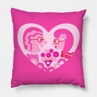 BE MY VALENTINE Romantic Lovecore Old-Fashioned Love Couple in Heart Frame - UnBlink Studio by Jackie Tahara Pillow