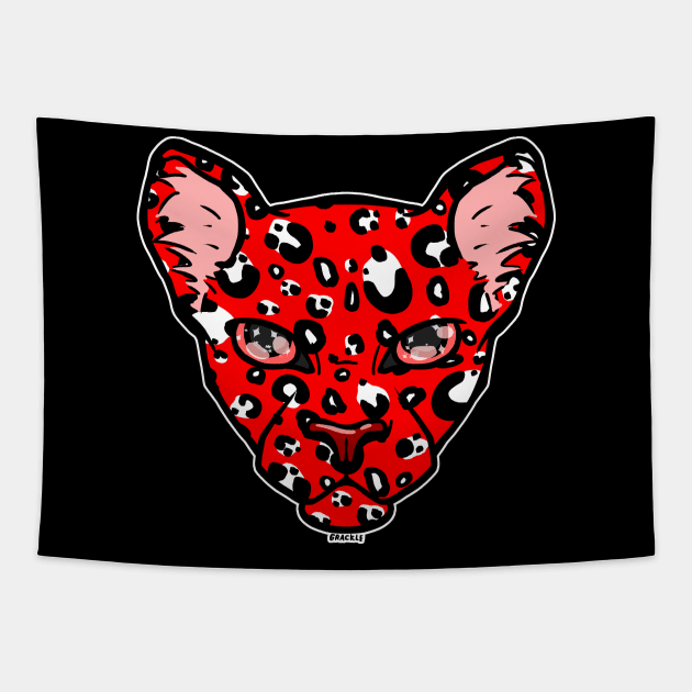 Rockin' Red Leopard Tapestry by Jan Grackle