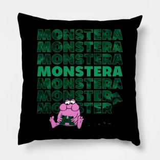 Monstera Monster modern Text design Pillow