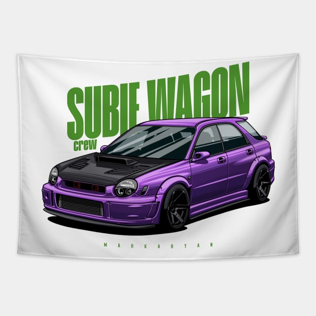 Subie Wagon (purple) Tapestry by Markaryan