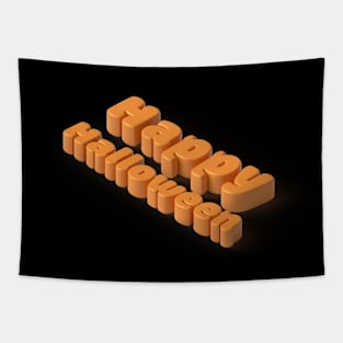 Happy Halloween 3D isometric orange text Tapestry