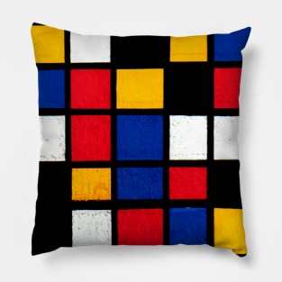 Mondrian Inspired Geometric Abstract Acrylic Painting IV Pillow