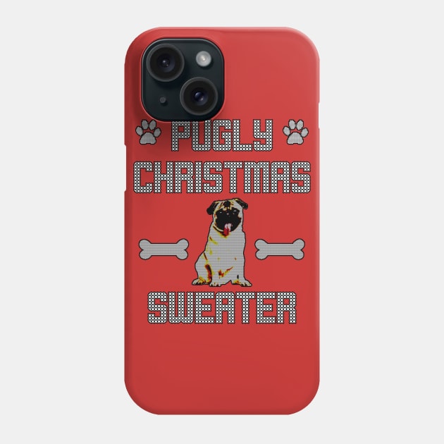 Pugly Christmas Sweater Funny Pug Holiday Dog Phone Case by charlescheshire