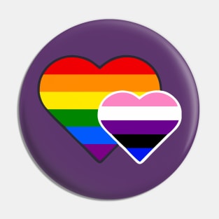 Gender Fluid Double Heart Pin