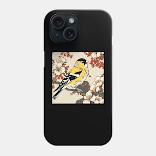 Vintage Goldfinch in Yellow Japanese Blossoms Bird Watching Dad Phone Case