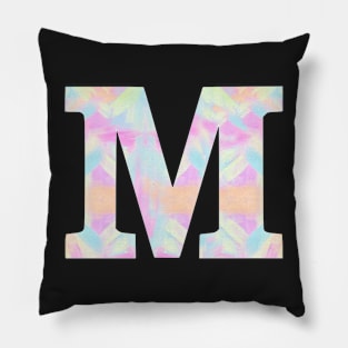 The Letter M Rainbow Brushed Design Pillow